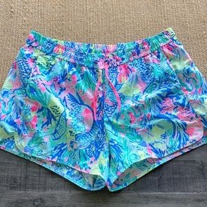 Lilly Pulitzer run around shorts, large mermaids Cove